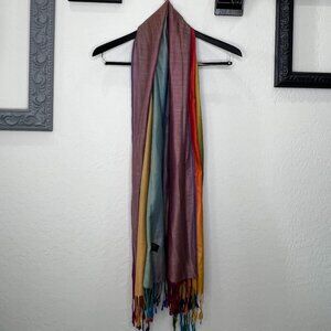 J. S Ondo Rainbow100% Pashmina Cashmere (Kashmir) Wool - 27"W x 72"L w/4" Tassel